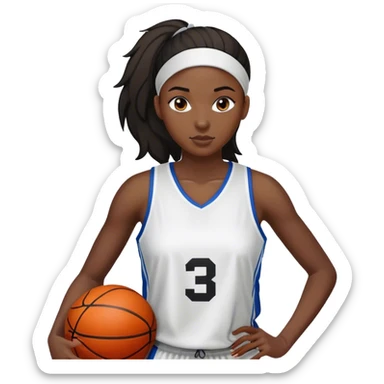 Female black basketball player with #3 blank jersey  sticker