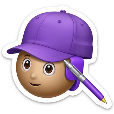 A plastic brown ball cap and the long rectangle purple. (With a pen) And looks like a BFDI style sticker