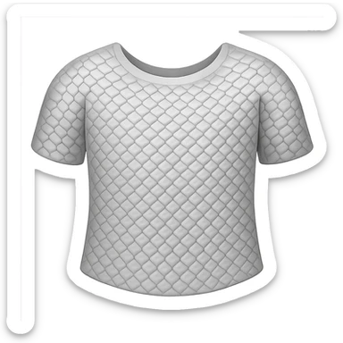Remove all gold parts, keep only the silver chainmail torso armor, very light silver. The style should resemble emoji style with a transparent background. sticker