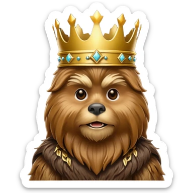 a wookiee wearing a crown sticker