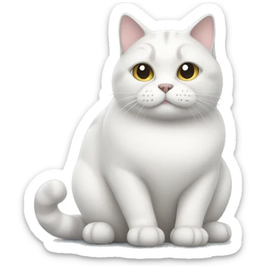 fat white grey cat sticker