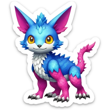 colorful Fakémon-Digimon-Fionbri-Trico-creature (full body) sticker