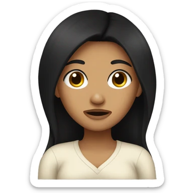 Tan girl with black hair sick in bed sticker