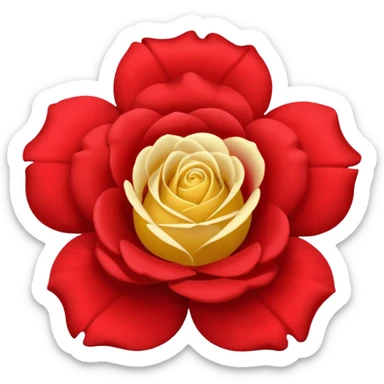 One red flower and one white flower and one small yellow rose below them sticker