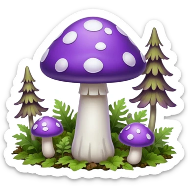 cogumelo fantasma fantasma roxo e branco sticker