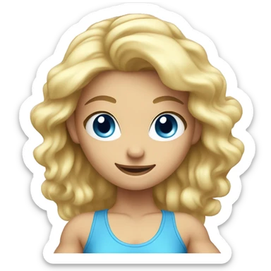 blonde blue eyed girl flexing full body sticker