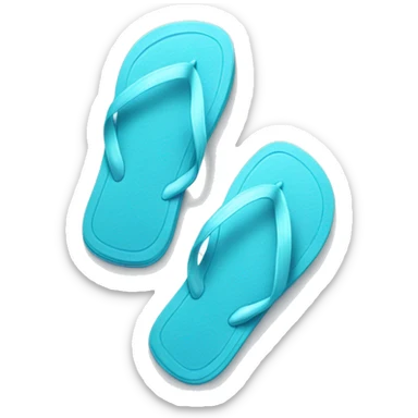 Realistic light blue pair of summer flip flops isolated. sticker