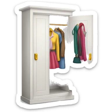 Women's emoji wardrobe door with various accessories peeking out from inside sticker