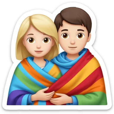 Boy and girl carrying blanket for sell sticker