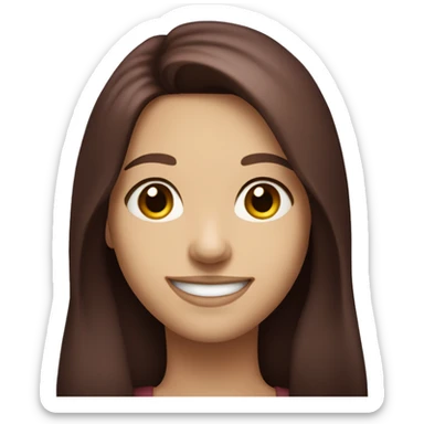 Smiling brunette girl long burgundy hair brown eyes small nose and big perfect smile  sticker