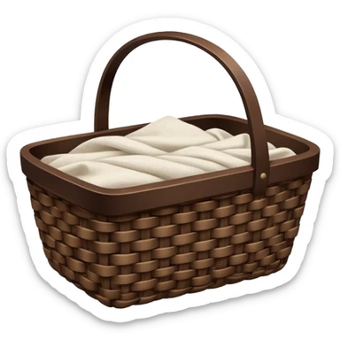 A woven raffia dark Brown basket with fresh washed linen sticker
