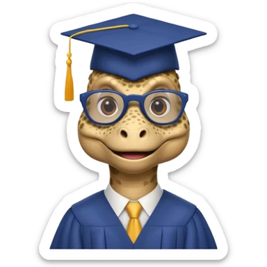 dinosaurio con birrete y gafas, con la palabra 'prom' sticker