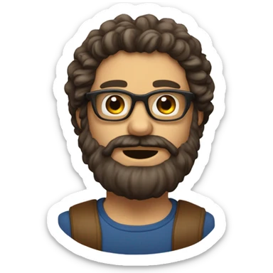 Homme cheveux brun barbe lunette  sticker