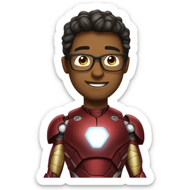 white nerd guy inside ironman suit sticker