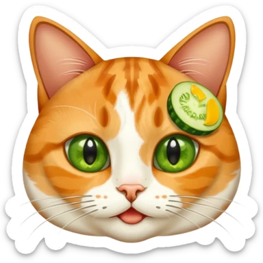 Katze mit Gurkenscheiben auf den Augen sticker