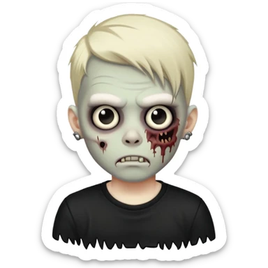 zombie boy with piercings emo hair and black shirt sticker