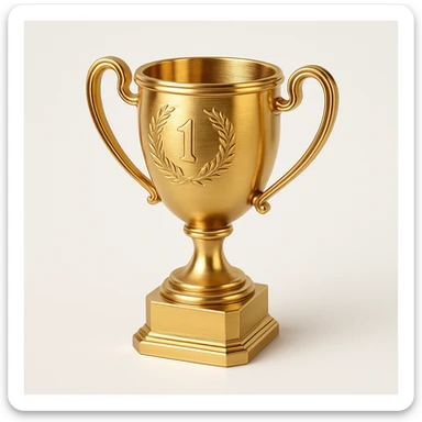 a classic shape gold trophy, shiny and prestigious, gold objects style sticker