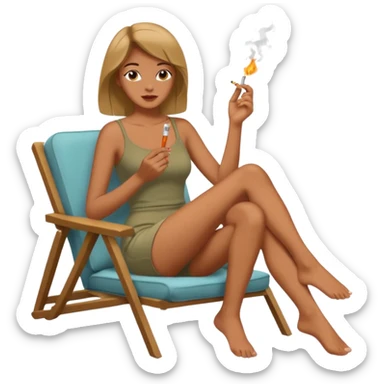 femme pieds nus qui fume sticker