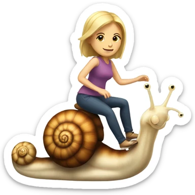 Caucasian Woman riding a snail sticker