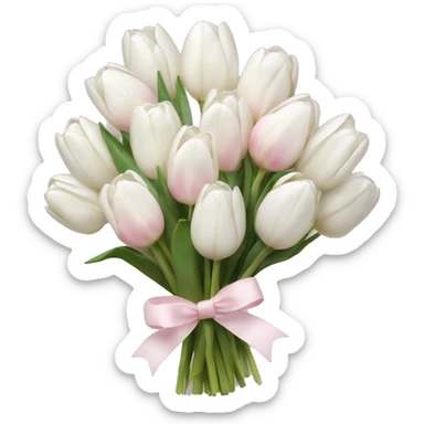 White tulips bouquet with light pink bow  sticker