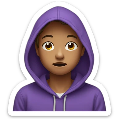 teen in a purple hoodie, crying sticker