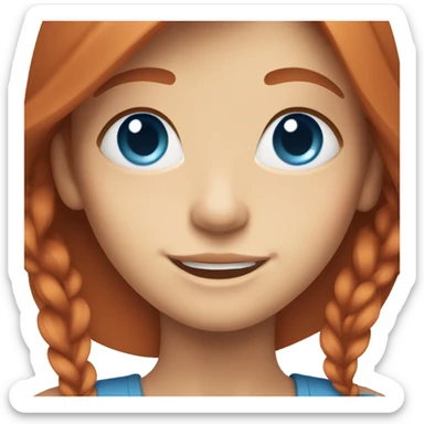 smiling girl with red long hair and blue eyes sticker