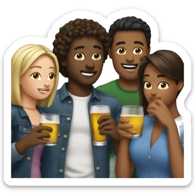 friends drinking alcohol together  sticker
