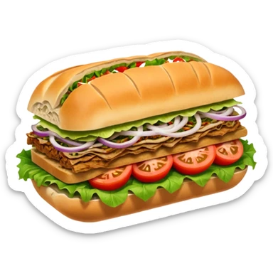 Döner‑Fladenbrot, frisch aufgebacken, leicht geröstet, gefüllt mit saftigem Dönerfleisch, knackigem Salat, Tomaten, Zwiebeln und Kräutersauce. Warme Food‑Fotografie, hohe Details, weiches Licht, Fokus auf Texturen, appetitlich, moderne Restaurant‑Ästhetik, natürliche Farben. sticker