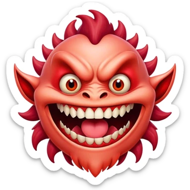 Monster comes out of the eye of a creature who has red skin and a wide smile with long teeth sticker