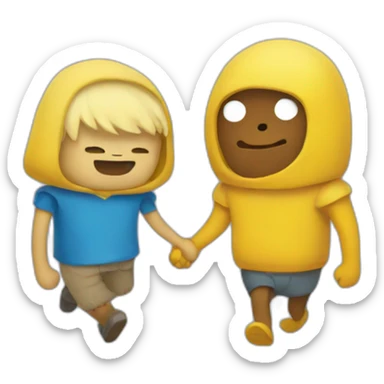 finn and jake holding hands sticker
