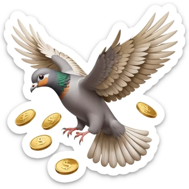 Pigeon throwing money sticker