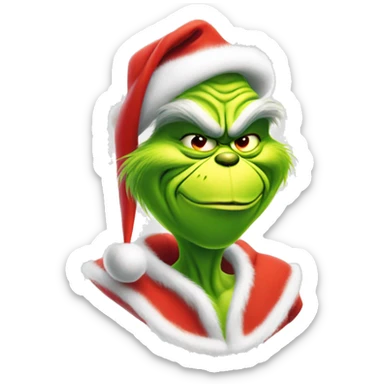 the grinch in a santa costume  sticker