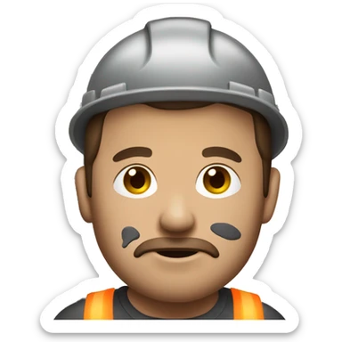 Brown haired construction men with charcoal on the face sticker