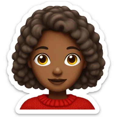 Brunette brown skin girl in a red sweater sticker