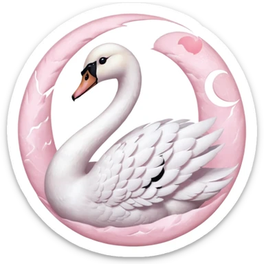 White swan with pastel baby pink moon aesthetic sticker