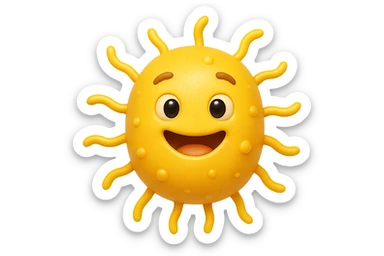 EMOJI STILE IPHONE DI BATTERI INTESTINALI FELICI CHE FLUTTUANO IN ARIA IPERREALISTICO 4K sticker