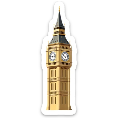 Simplest possible Big Ben tower with flat colors sticker