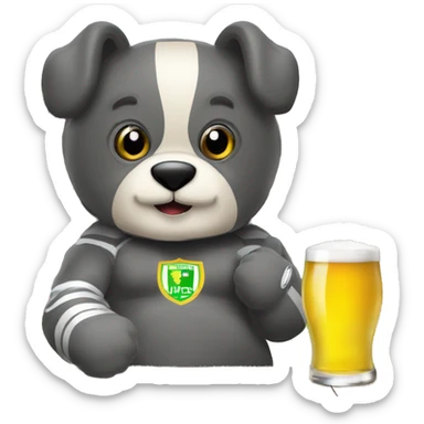 le marsupilam avec une bière a la main et un maillot du sporting de charleroi sticker