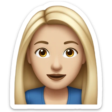 White woman with a meduim nose,lashes and blue eyes with brown straight hair with blonde highlights  sticker