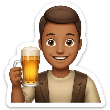 Emoji con cerveza en la mano sticker