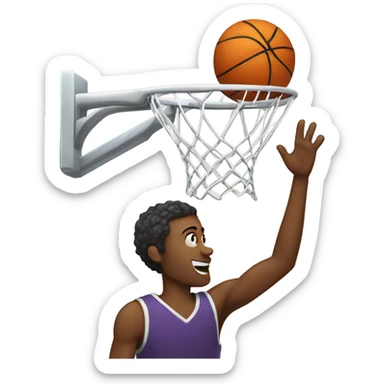 Person scoring basketball in hoop sticker