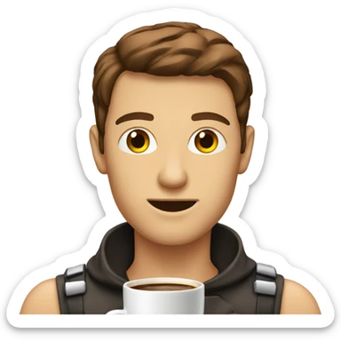 Androide con taza de café  sticker