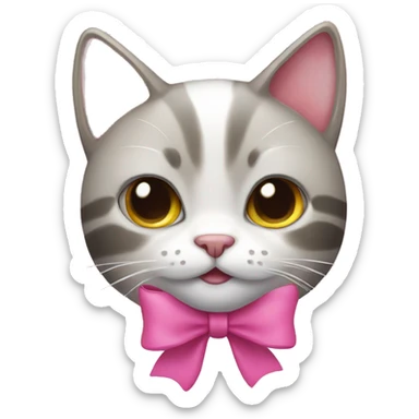 cat with pink bow sticker