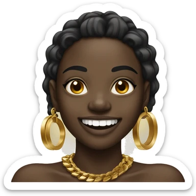 Black girl smiling with gold jewelry and grillz sticker