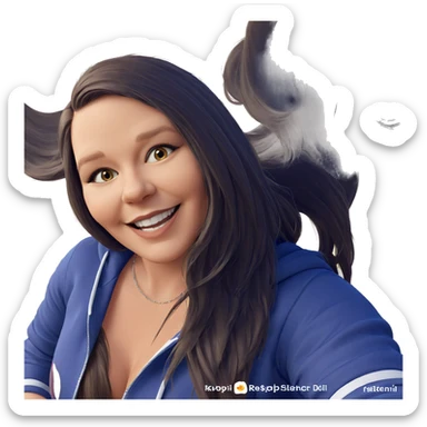 smiling girl with long hair sticker