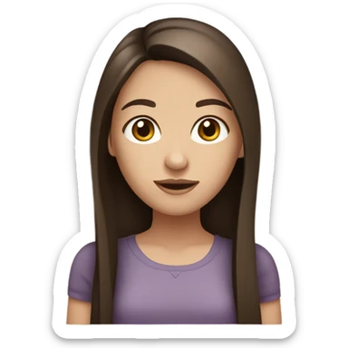 Brunette girl with brown straight hair and brown eyes sticker