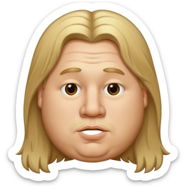 white boy fat with long dirty blond hair with big lips and long nose  sticker