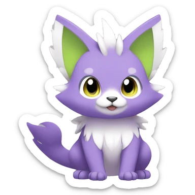 Cute cool purple white lime animal hybrid Fakemon full body sticker