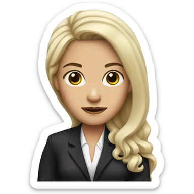 white woman with black long hair with lawyer clothes  sticker