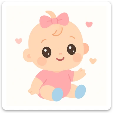 cute baby girl, soft colors, simple style sticker